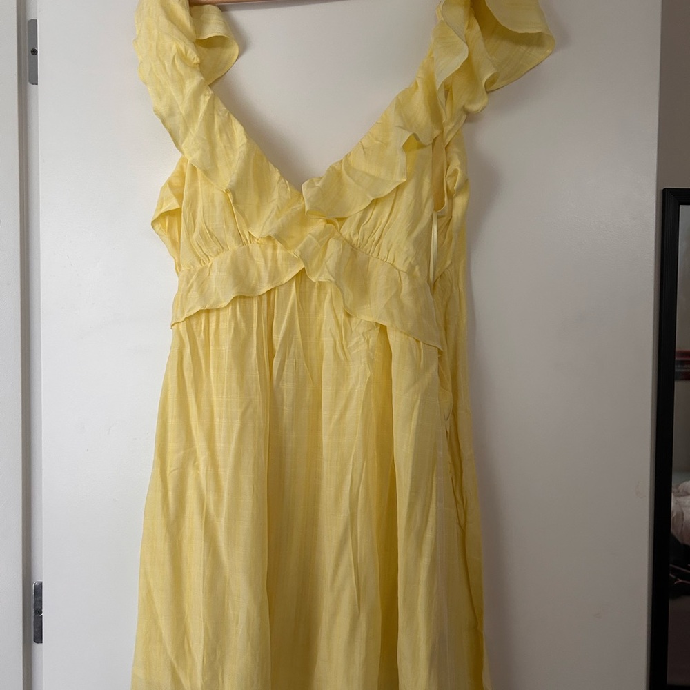 Yellow Ruffled Sleeveless Dress
